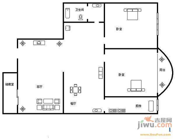 林祥街单位宿舍3室0厅1卫户型图