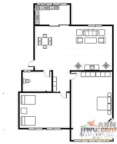 八里桥小区2室2厅1卫104㎡户型图