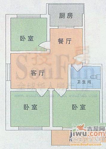 明珠西苑2室2厅1卫97.1㎡户型图