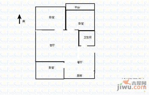 明珠西苑2室2厅1卫97.1㎡户型图