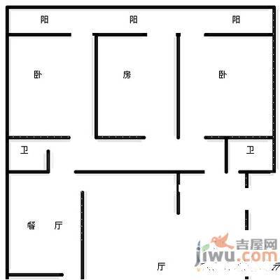 经十一路单位宿舍3室2厅2卫130㎡户型图