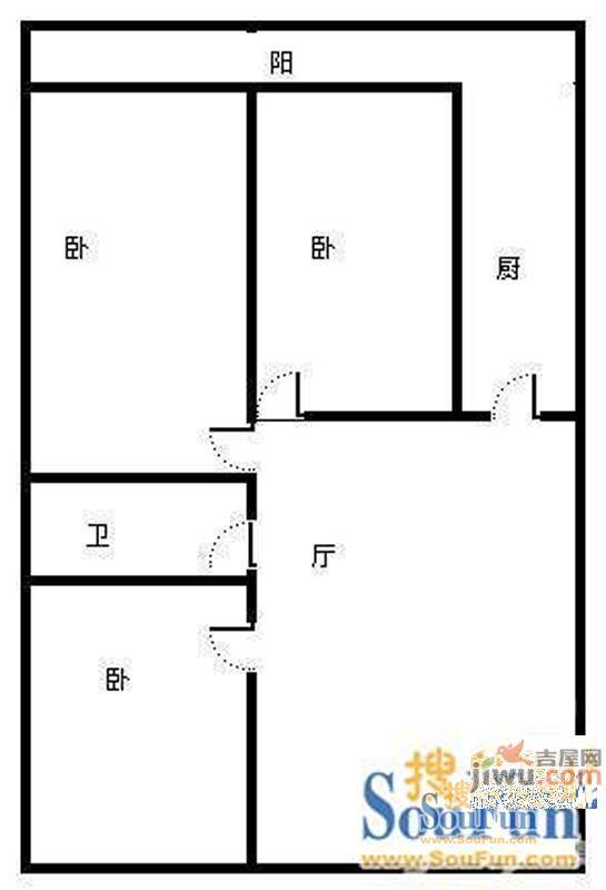 良固大厦3室2厅1卫125㎡户型图