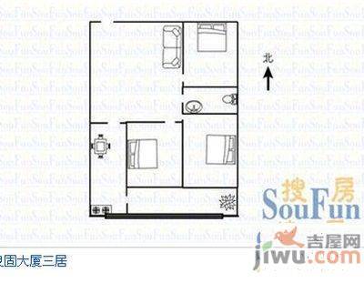 良固大厦3室2厅1卫125㎡户型图