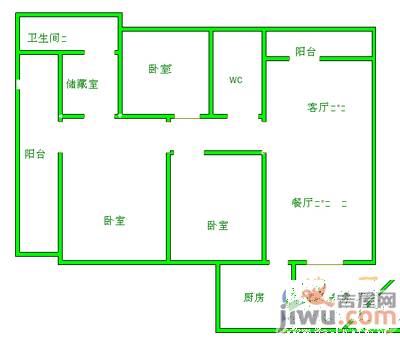 建工燕东苑3室2厅2卫142㎡户型图