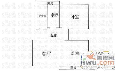 机车新村2室2厅1卫76㎡户型图