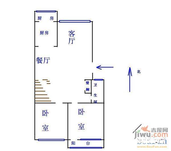 铁路南苑2室2厅1卫105㎡户型图