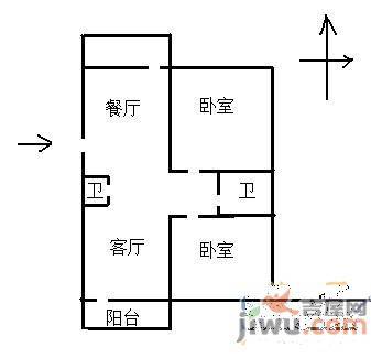 铁路南苑2室2厅1卫105㎡户型图