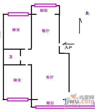 铁路南苑2室2厅1卫105㎡户型图