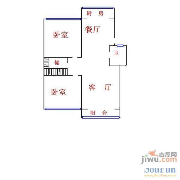 铁路南苑2室2厅1卫105㎡户型图