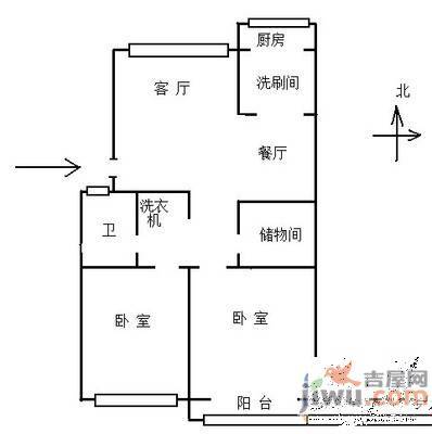 铁路南苑2室2厅1卫105㎡户型图