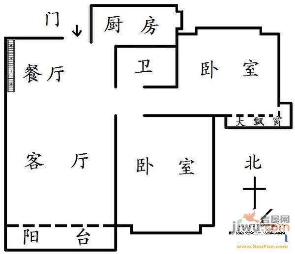 南华园3室2厅1卫128㎡户型图