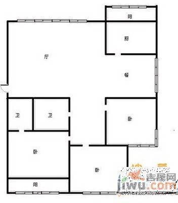 南华园3室2厅1卫128㎡户型图