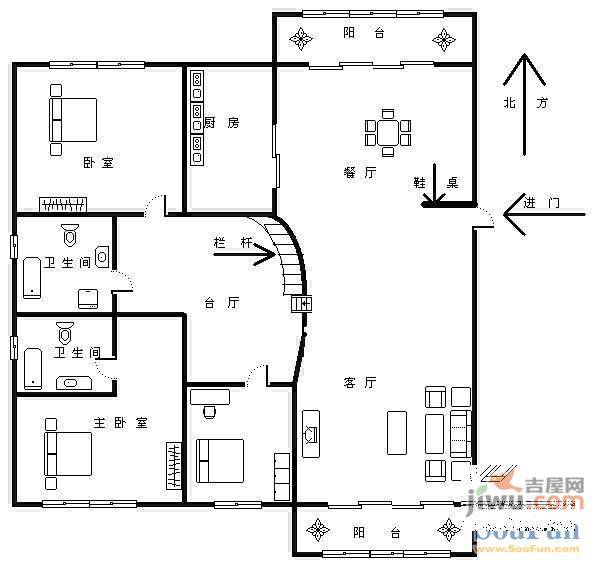 齐鲁骏园3室3厅2卫151㎡户型图