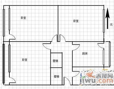 大观园单位宿舍3室1厅1卫90㎡户型图