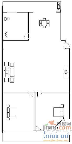 鲁贤家园3室2厅1卫120㎡户型图