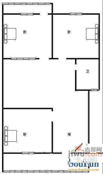 金三角1室1厅1卫户型图