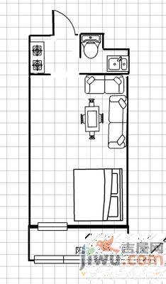 金三角1室1厅1卫户型图