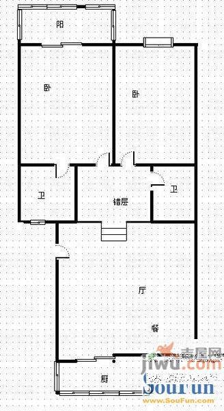 新龙家园2室2厅2卫户型图