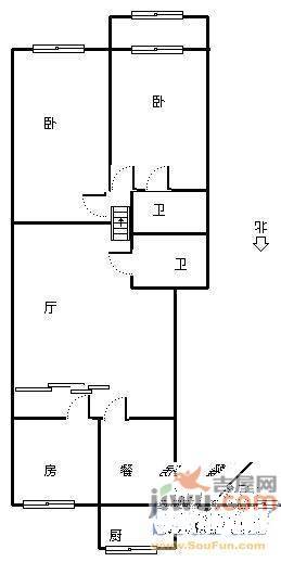 天舒居2室2厅1卫85㎡户型图