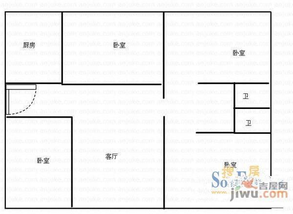 泺安家园2室2厅1卫97㎡户型图