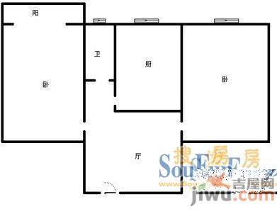 玉函路山东科技出版社宿舍2室1厅1卫户型图