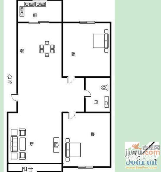 凤凰山庄3室2厅1卫户型图