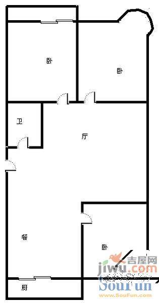 凤凰山庄3室2厅1卫户型图