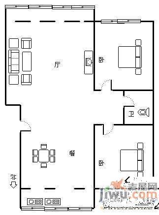 凤凰山庄3室2厅1卫户型图