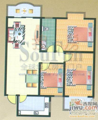 凤凰山庄3室2厅1卫户型图