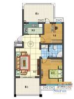 普利林景山庄2室1厅1卫72.8㎡户型图
