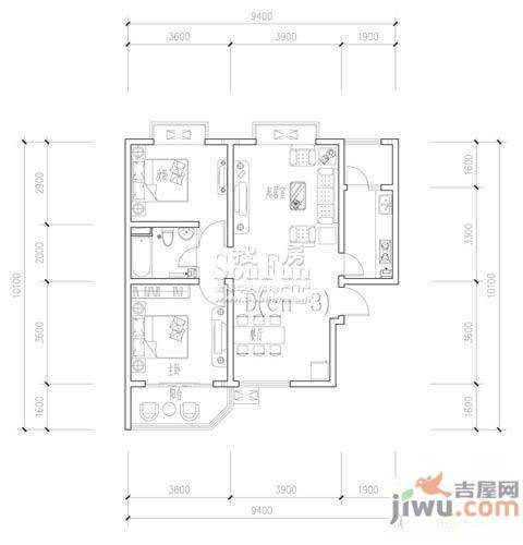 泉星旺角（三期）3室2厅2卫130㎡户型图