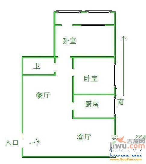 济南黄金花园2室2厅1卫户型图