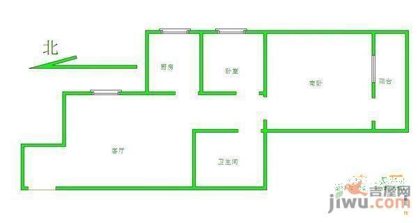 济南黄金花园2室2厅1卫户型图