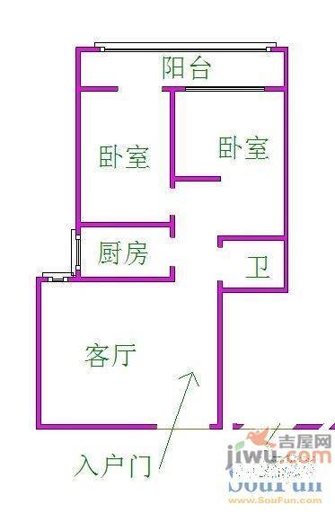 济南黄金花园2室2厅1卫户型图