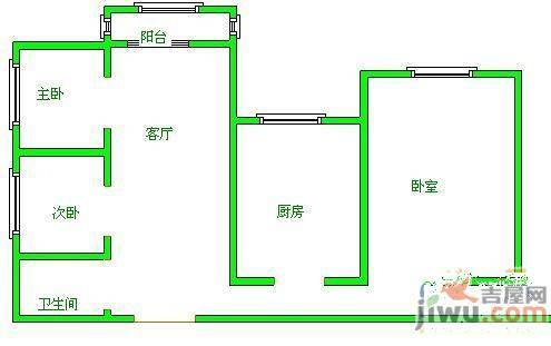 东方小区二期2室2厅1卫84㎡户型图