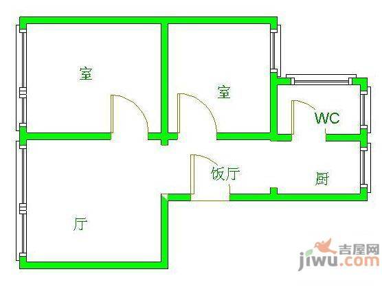 虹桥新村2室2厅1卫81㎡户型图