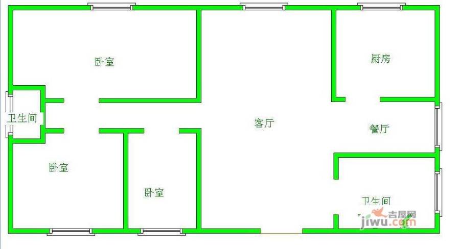 富水花园3室1厅1卫114㎡户型图
