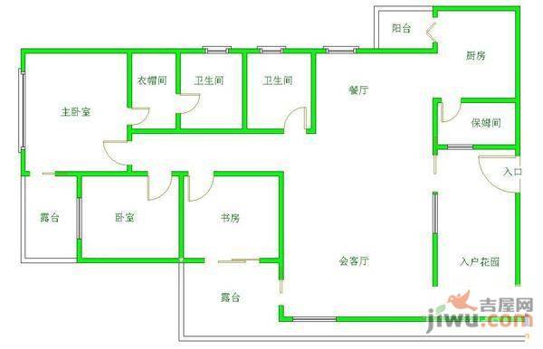 中天花园叠翠谷2室2厅1卫89㎡户型图