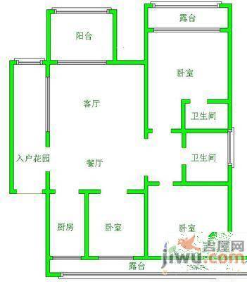 中天花园叠翠谷2室2厅1卫89㎡户型图