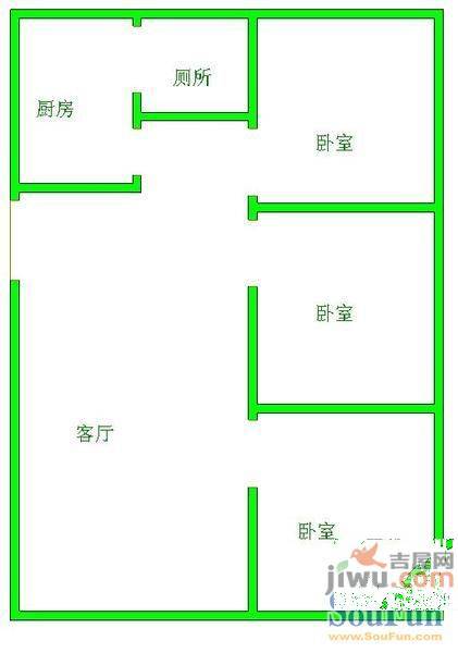 虹桥新村2室2厅1卫81㎡户型图