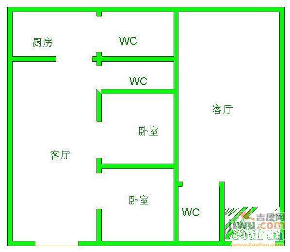 虹桥新村2室2厅1卫81㎡户型图