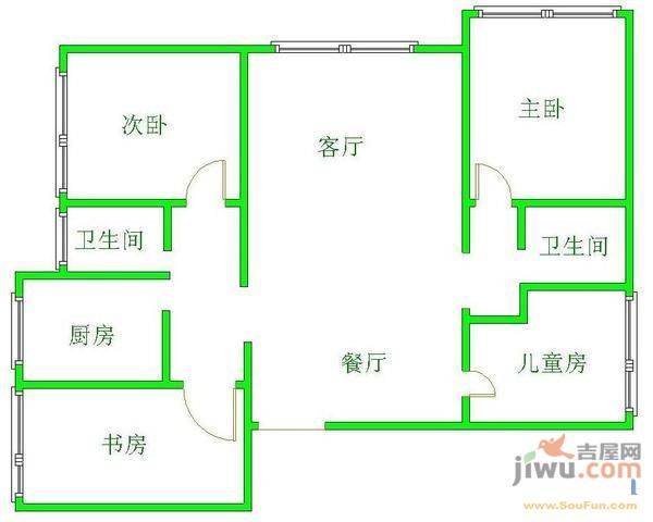 沙河花园5室2厅2卫176㎡户型图