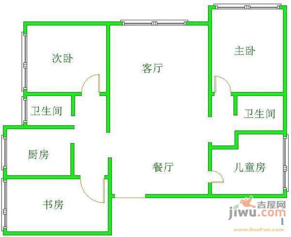 沙河花园5室2厅2卫176㎡户型图