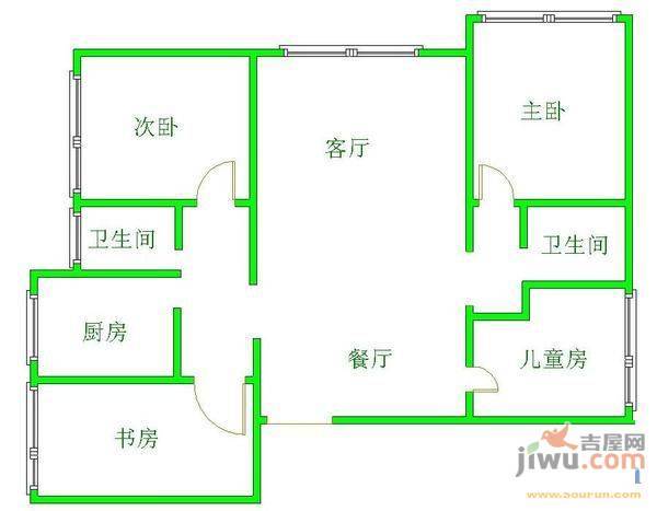 沙河花园5室2厅2卫176㎡户型图