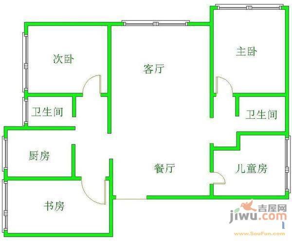 沙河花园5室2厅2卫176㎡户型图