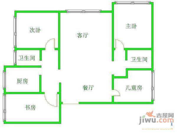 沙河花园5室2厅2卫176㎡户型图