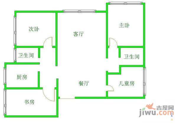 沙河花园5室2厅2卫176㎡户型图