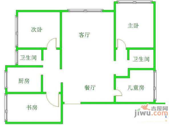 沙河花园5室2厅2卫176㎡户型图