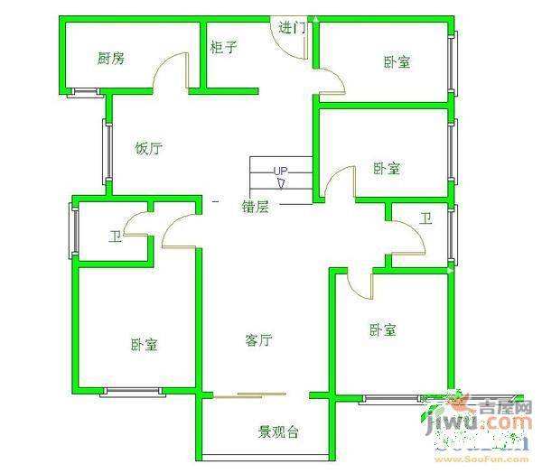 宝安松景阁3室2厅2卫142㎡户型图