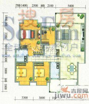 城市山水公园3室2厅1卫99.9㎡户型图